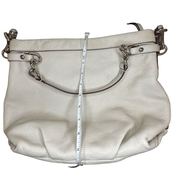 Coach White Pebble Leather Purple Lining Shoulder Bag with Handles F17165 - Picture 3 of 14